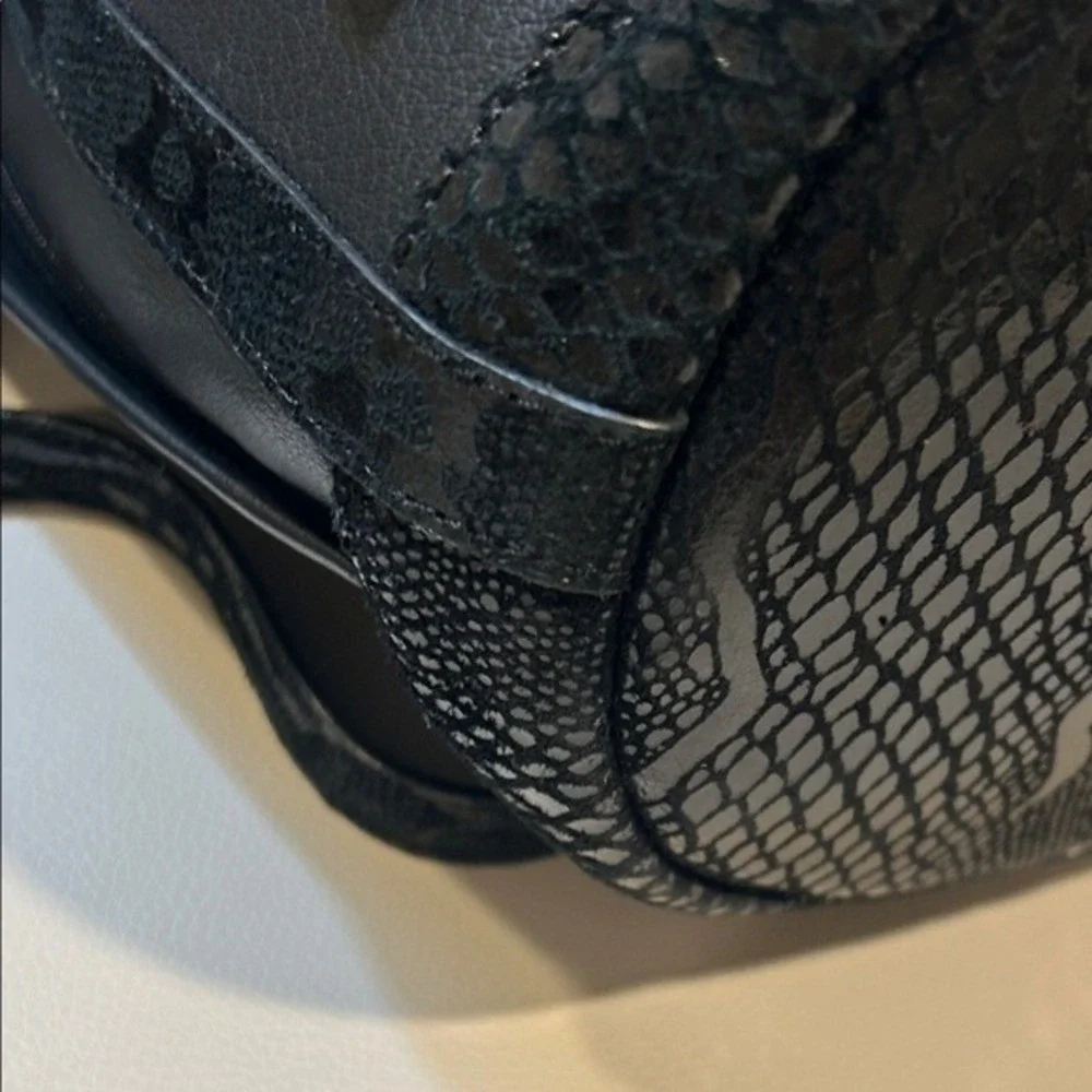Sharif 1827 Black Leather Suede Butterfly Bucket Bag Crossbody New York Design